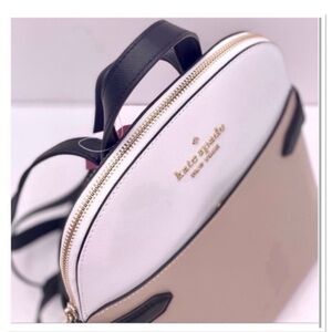 Kate Spade Staci Dome Backpack Beige and White